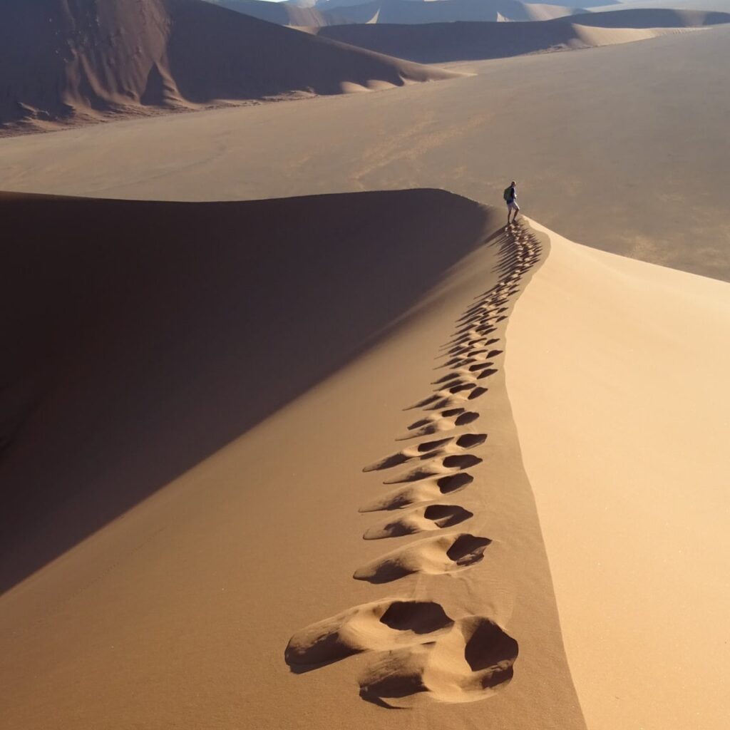 Coaching de Leader seul sur dune désert sable